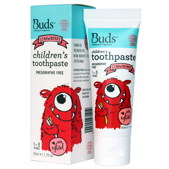Buds Oralcare Organics Xylitol Toothpaste – Strawberry 50ml