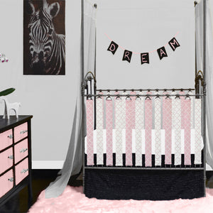 Wonder Bumpers Cotton - Pink & White Arabesque