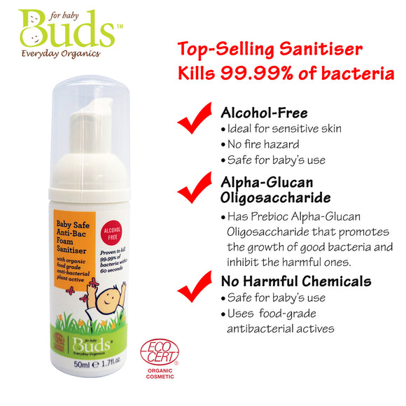 Buds Everyday Organics Baby Safe Anti-Bac Foam Sanitiser 50ml